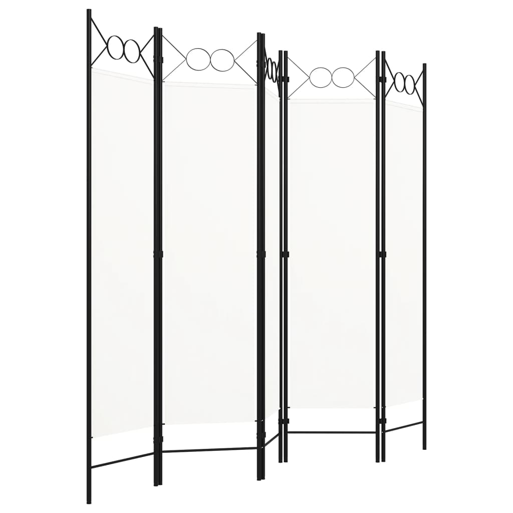 vidaXL Biombo divisor de 5 paneles blanco 200x180 cm