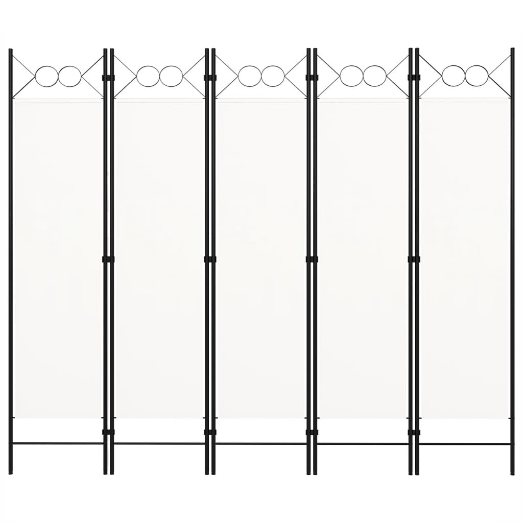 vidaXL Biombo divisor de 5 paneles blanco 200x180 cm