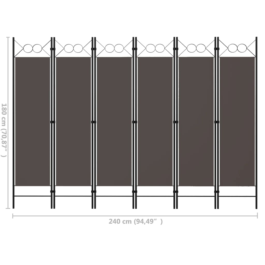 vidaXL Biombo divisor de 6 paneles gris antracita 240x180 cm