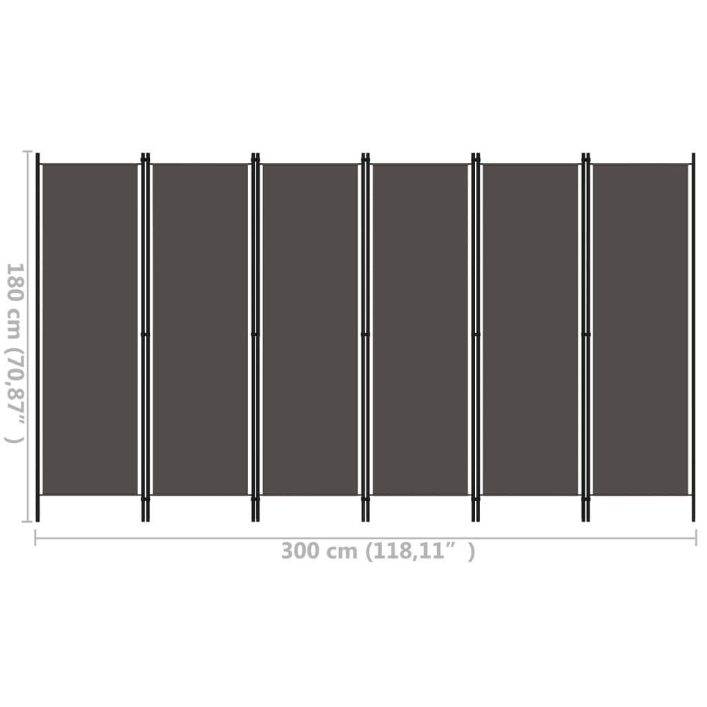 vidaXL Biombo divisor de 6 paneles gris antracita 300x180 cm