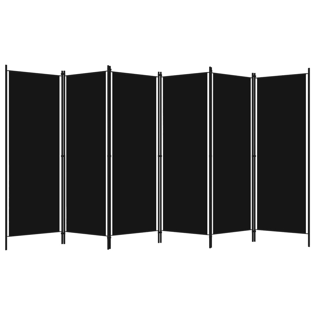 vidaXL Biombo divisor de 6 paneles negro 300x180 cm