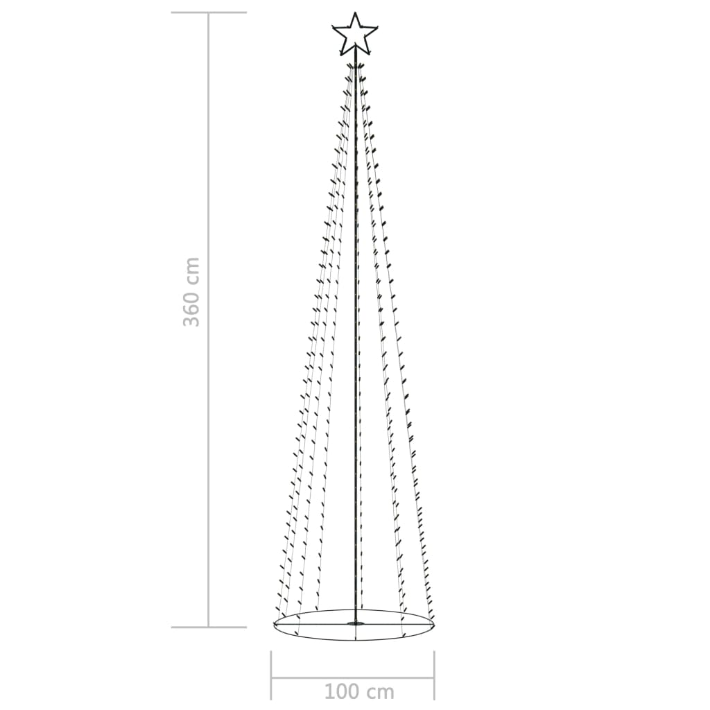 vidaXL Árbol de Navidad forma de cono 400 LED blanco cálido 100x360 cm