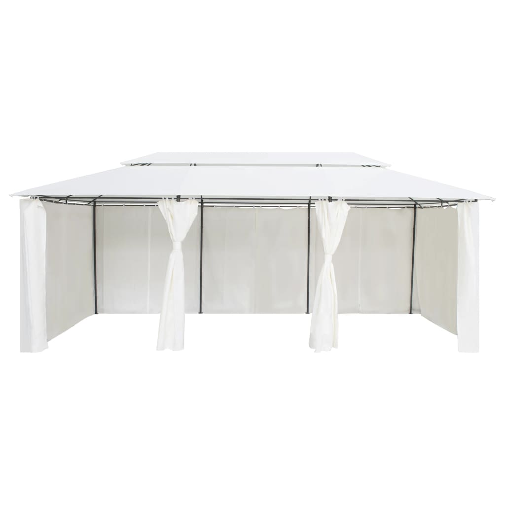 vidaXL Cenador con cortinas 600x298x270 cm blanco 180g/m²