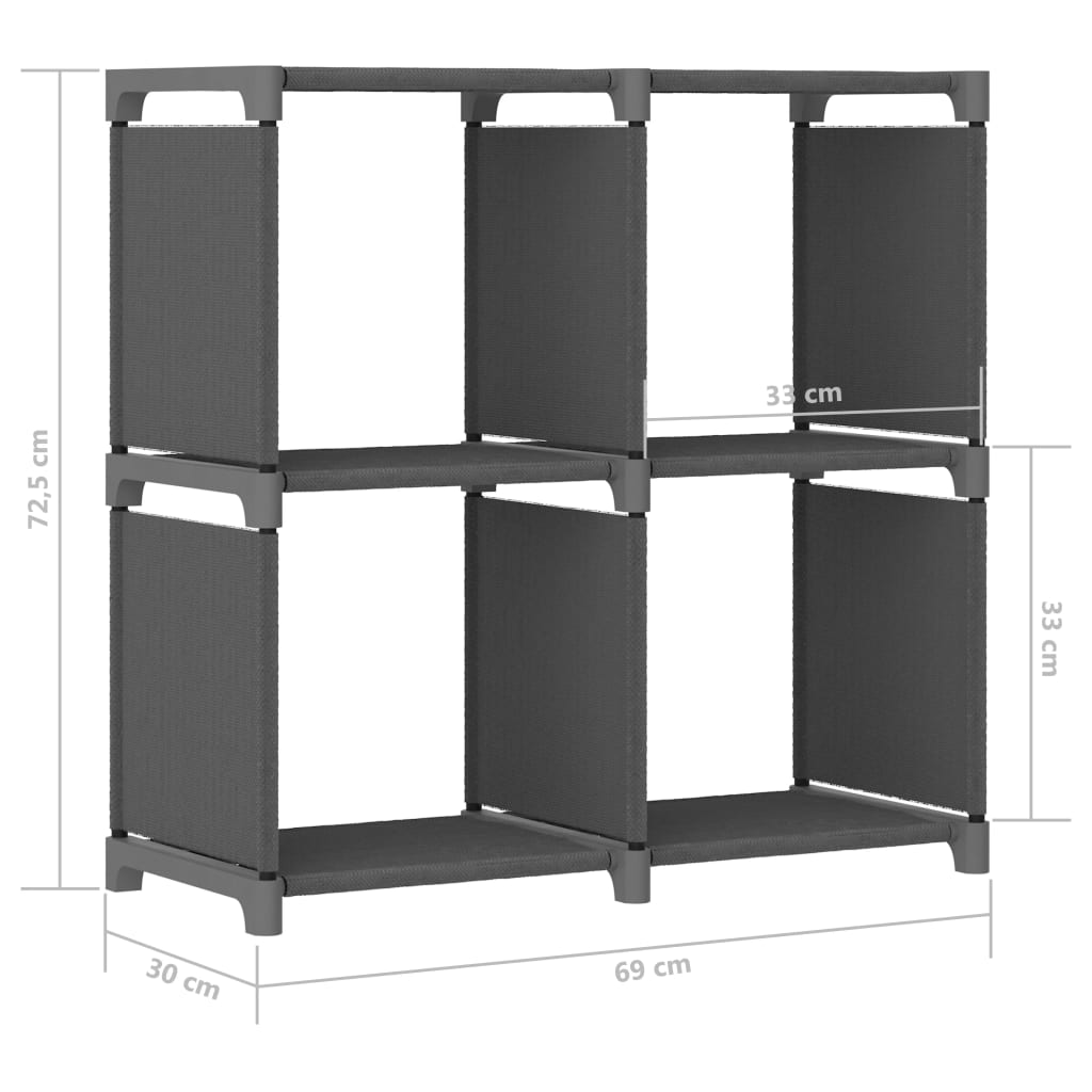 vidaXL Estantería de 4 cubos de tela gris 69x30x72,5 cm