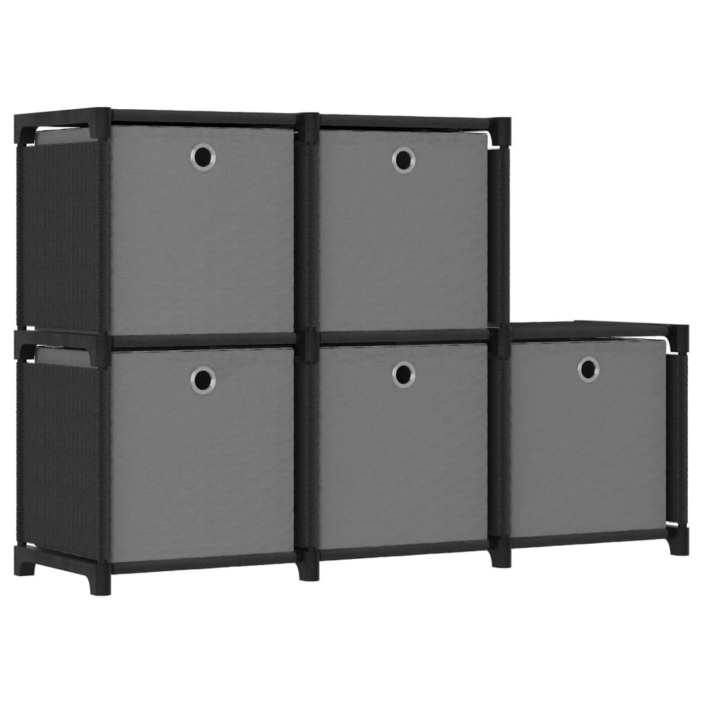 vidaXL Estantería de 5 cubos con cajas de tela negro 103x30x72,5 cm