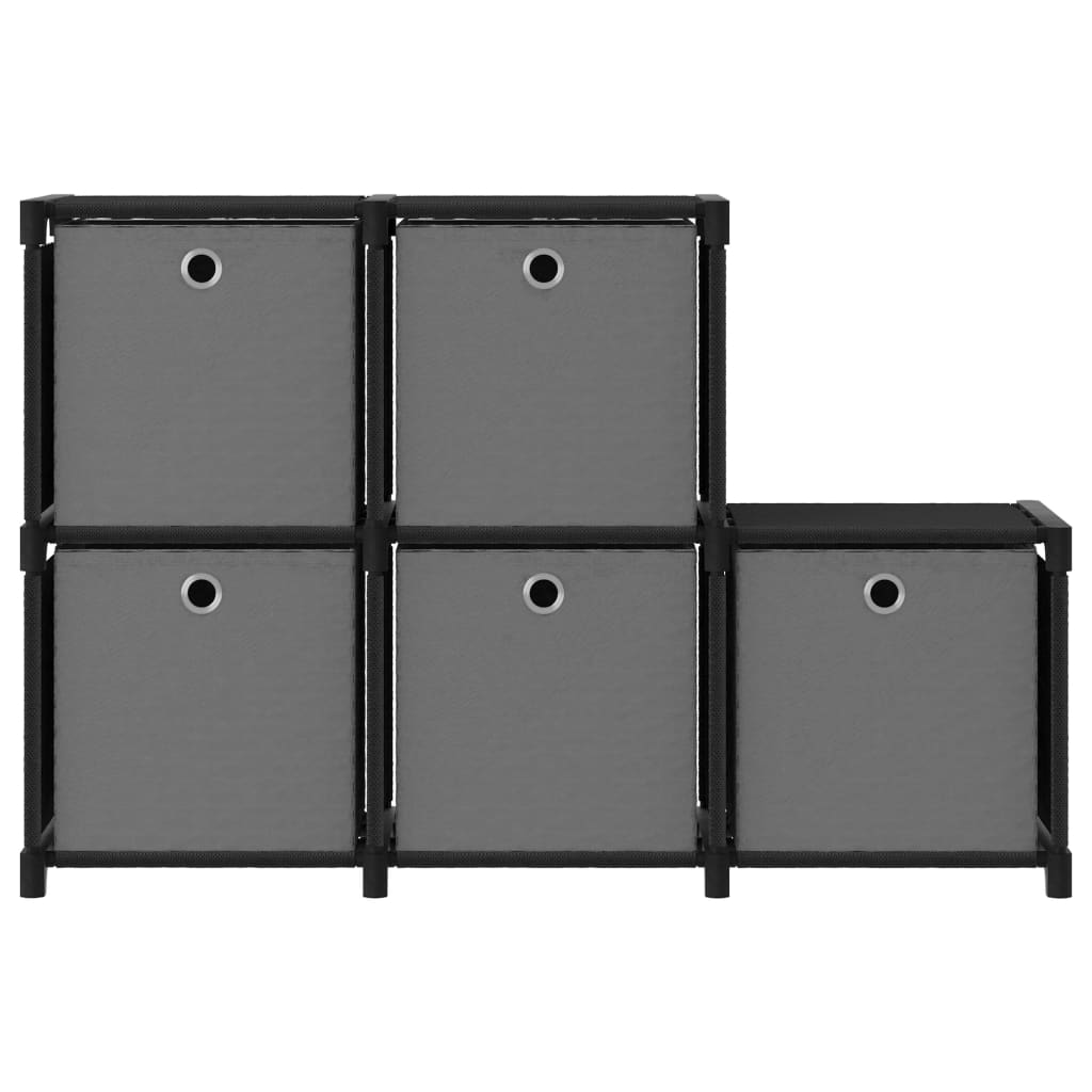 vidaXL Estantería de 5 cubos con cajas de tela negro 103x30x72,5 cm