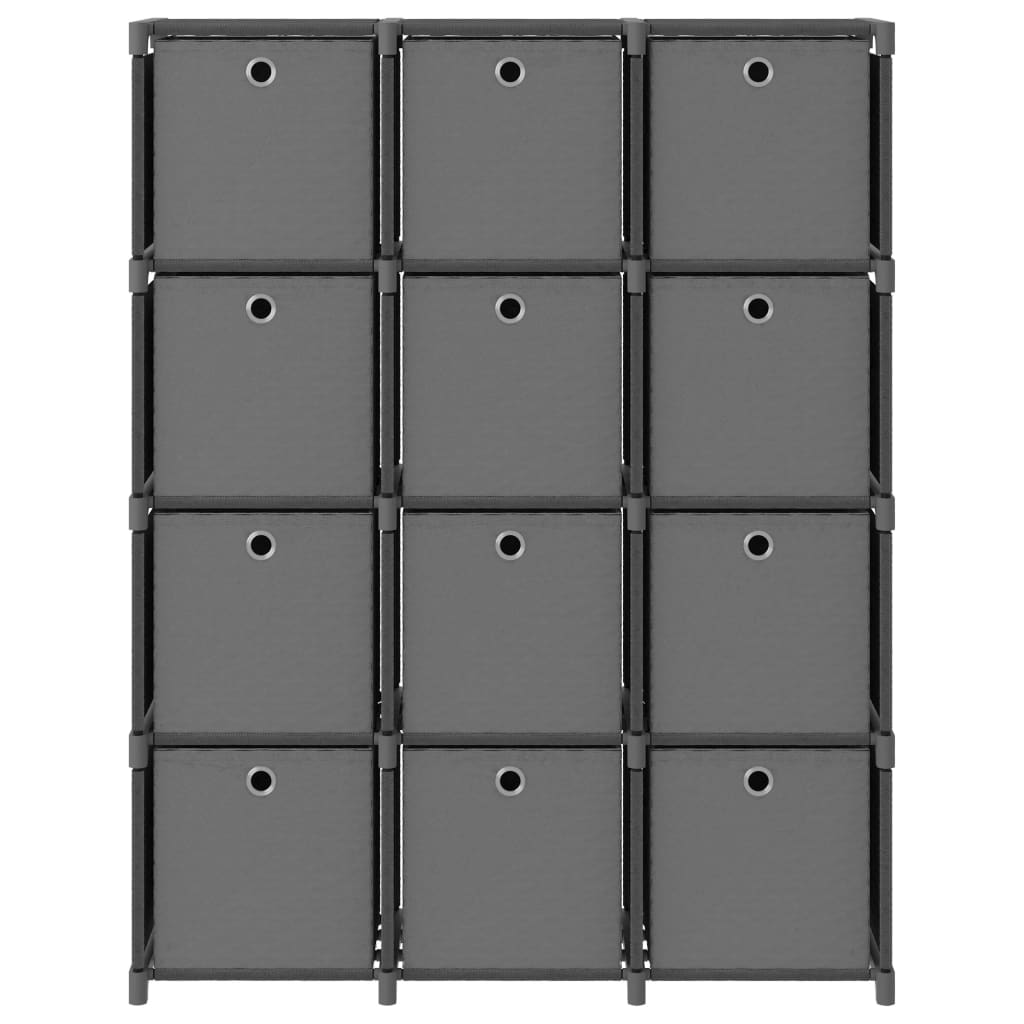 vidaXL Estantería de 12 cubos con cajas tela gris 103x30x141 cm