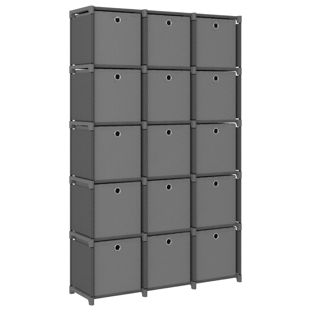 vidaXL Estantería de 15 cubos con cajas de tela gris 103x30x175,5 cm