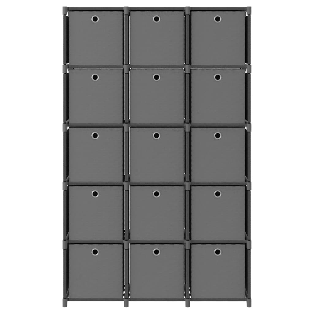 vidaXL Estantería de 15 cubos con cajas de tela gris 103x30x175,5 cm