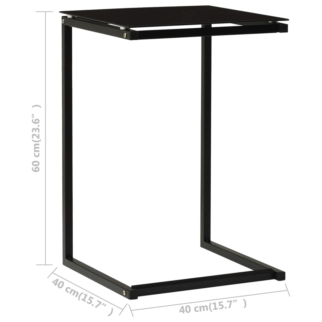 vidaXL Mesa auxiliar de vidrio templado negro 40x40x60 cm