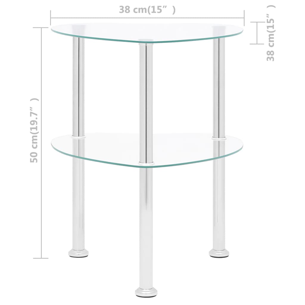 vidaXL Mesa auxiliar de ordenador vidrio transparente 38x38x50 cm