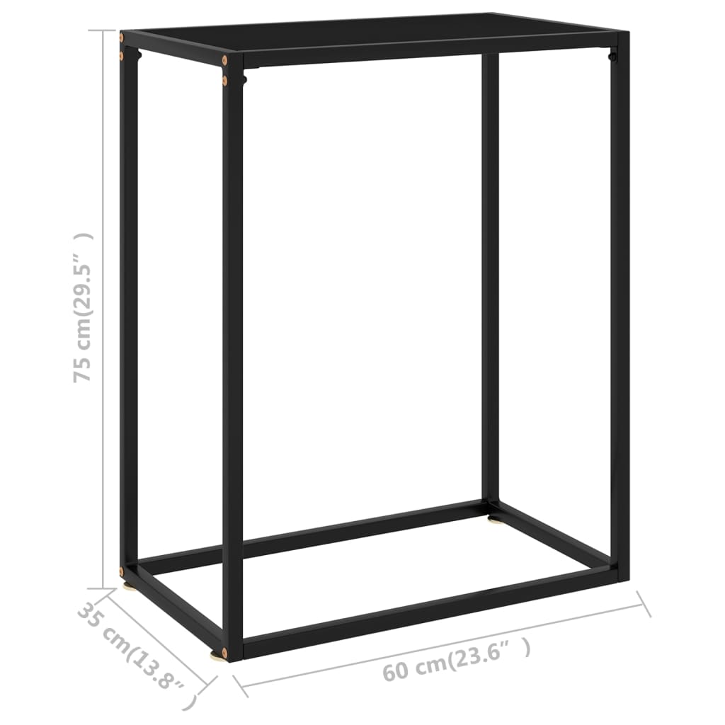 vidaXL Mesa consola vidrio templado negro 60x35x75 cm