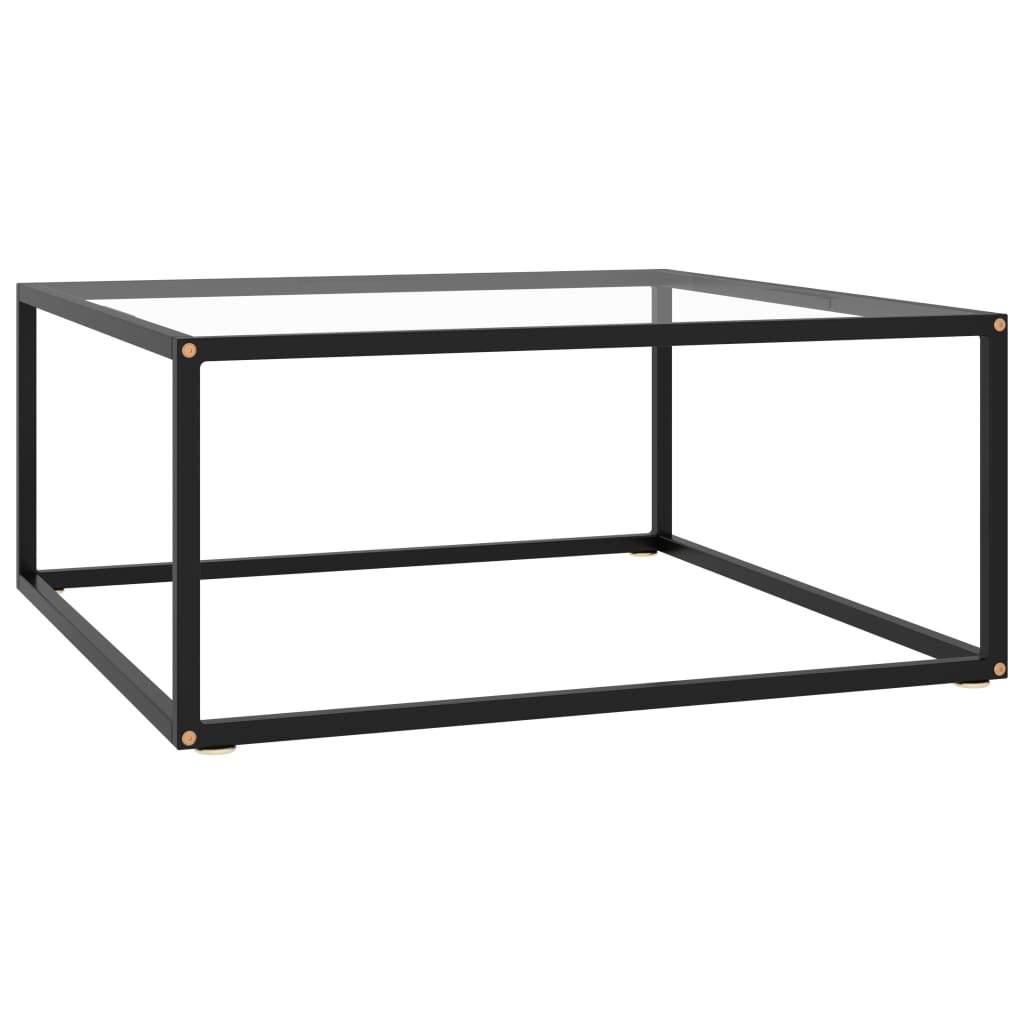 vidaXL Mesa de centro negra con vidrio templado 80x80x35 cm