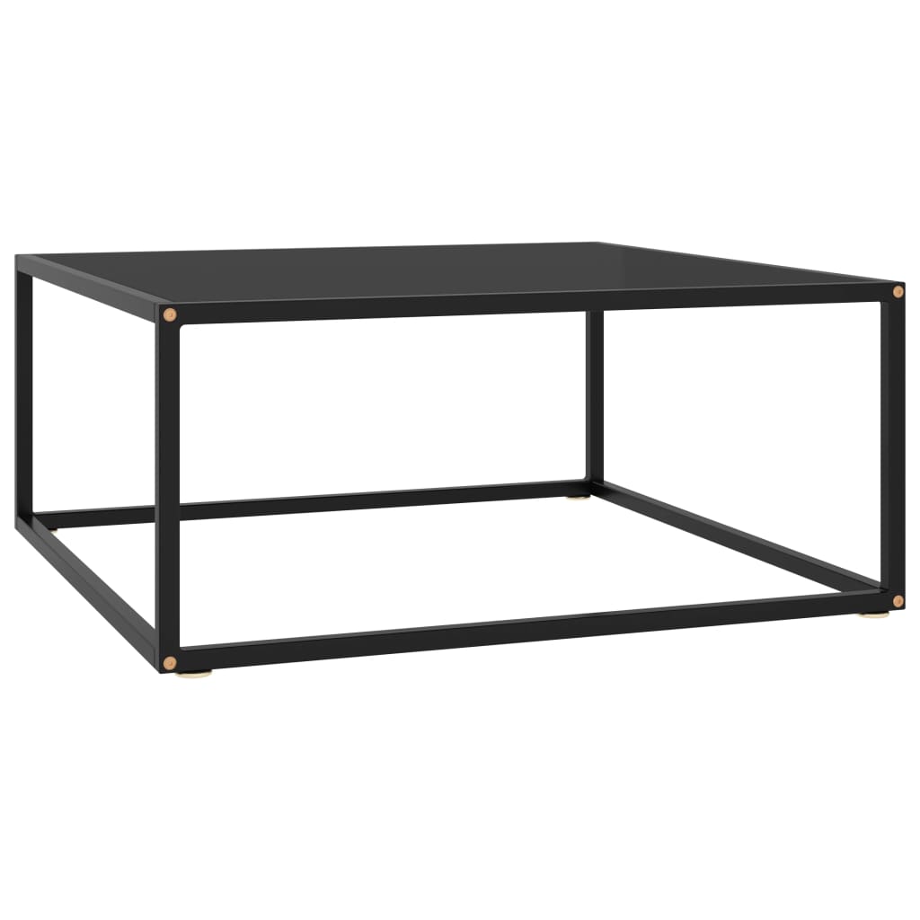 vidaXL Mesa de centro negra con vidrio negro 80x80x35 cm