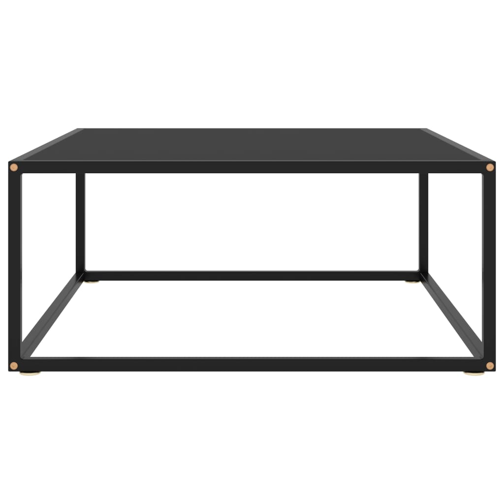 vidaXL Mesa de centro negra con vidrio negro 80x80x35 cm