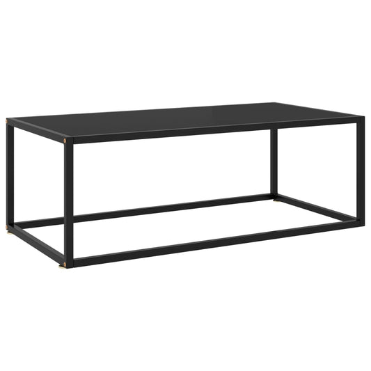 vidaXL Mesa de centro negra con vidrio negro 100x50x35 cm