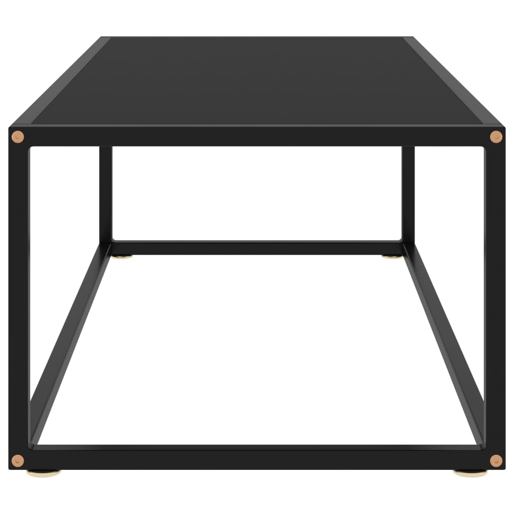 vidaXL Mesa de centro negra con vidrio negro 100x50x35 cm