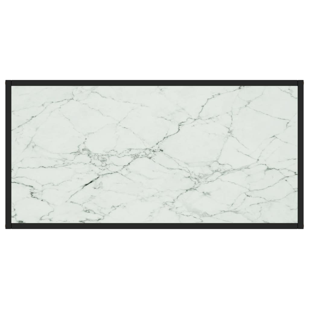 vidaXL Mesa de centro negra con vidrio de mármol blanco 100x50x35 cm