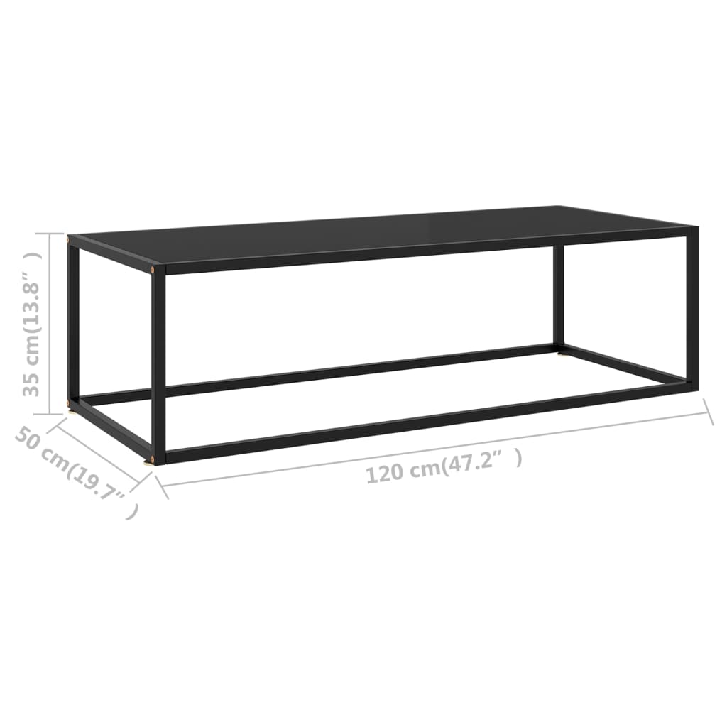 vidaXL Mesa de centro negra con vidrio negro 120x50x35 cm