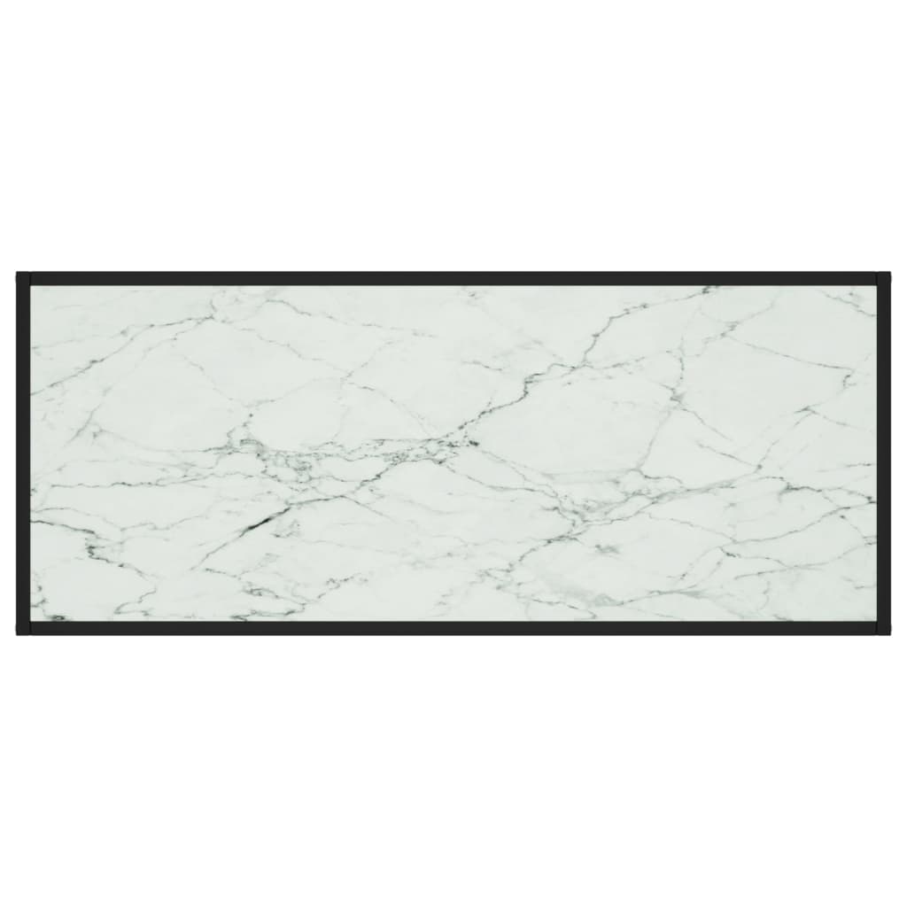 vidaXL Mesa de centro negra con vidrio de mármol blanco 120x50x35 cm