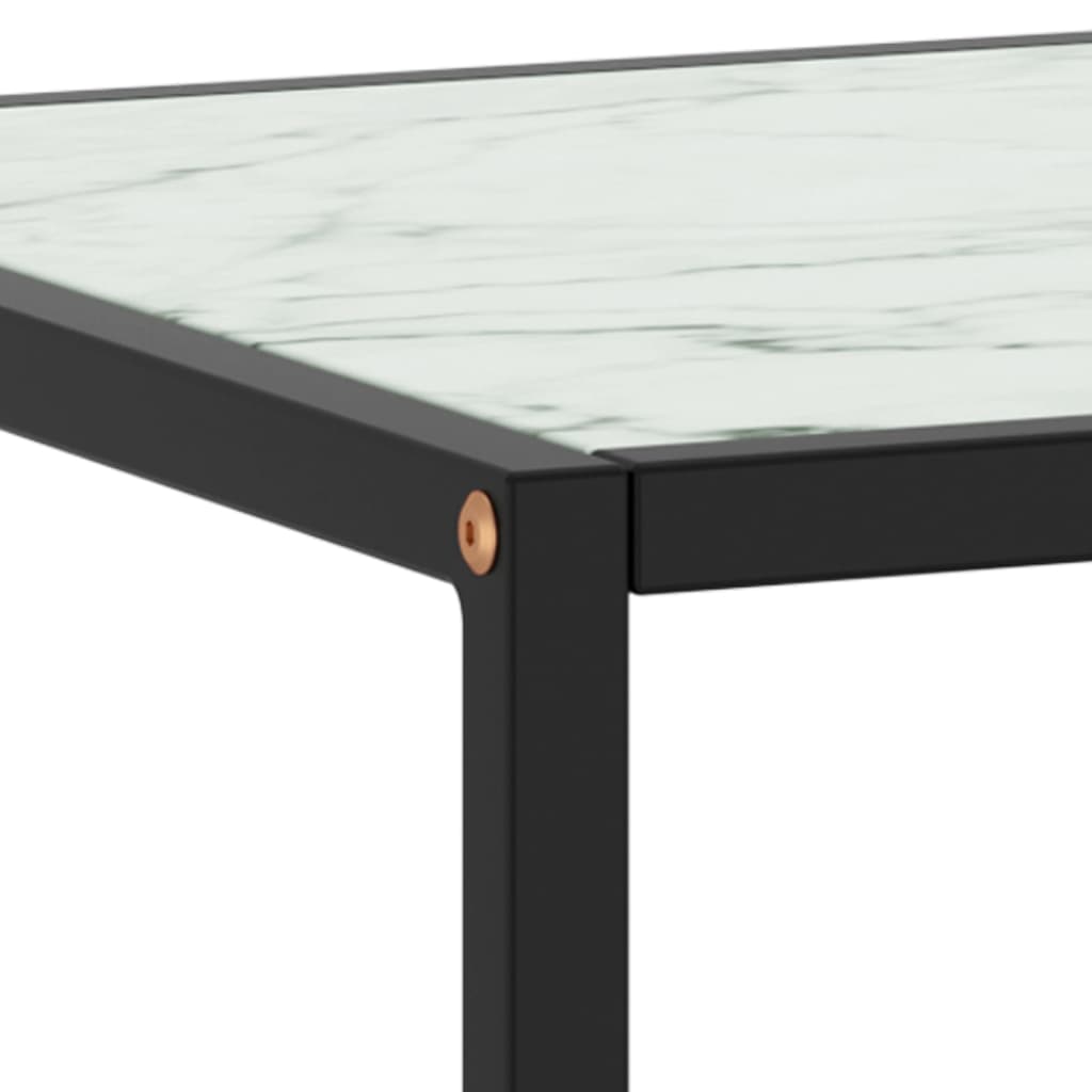 vidaXL Mesa de centro negra con vidrio de mármol blanco 120x50x35 cm