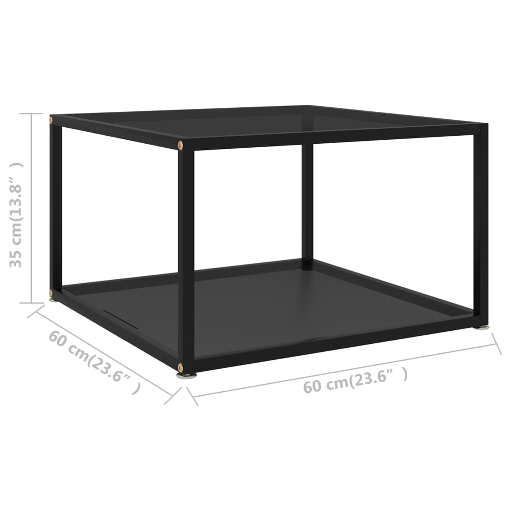 vidaXL Mesa de centro negra vidrio templado 60x60x35 cm