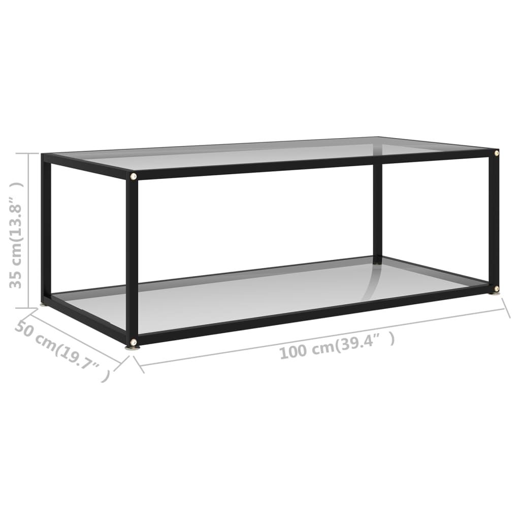 vidaXL Mesa de centro transparente vidrio templado 100x50x35 cm