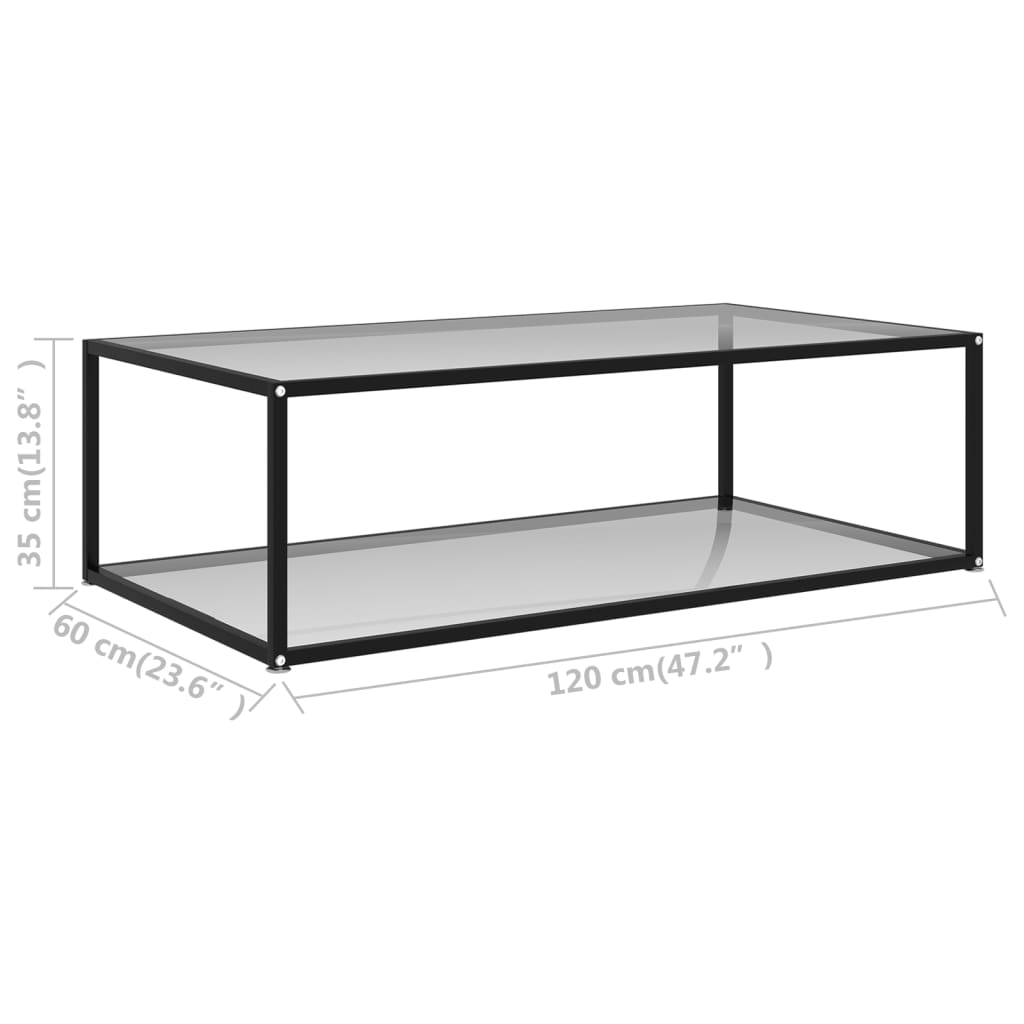 vidaXL Mesa de centro vidrio templado transparente 120x60x35 cm