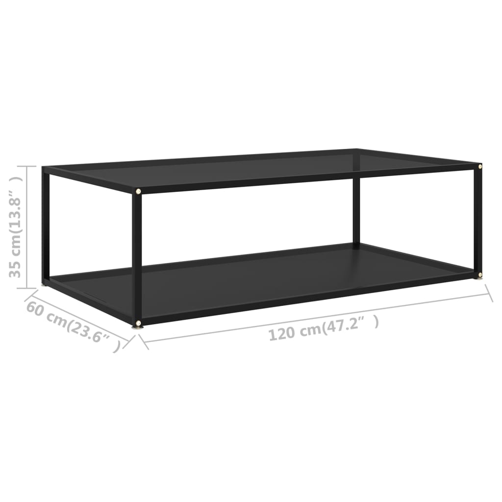 vidaXL Mesa de centro vidrio templado negro 120x60x35 cm