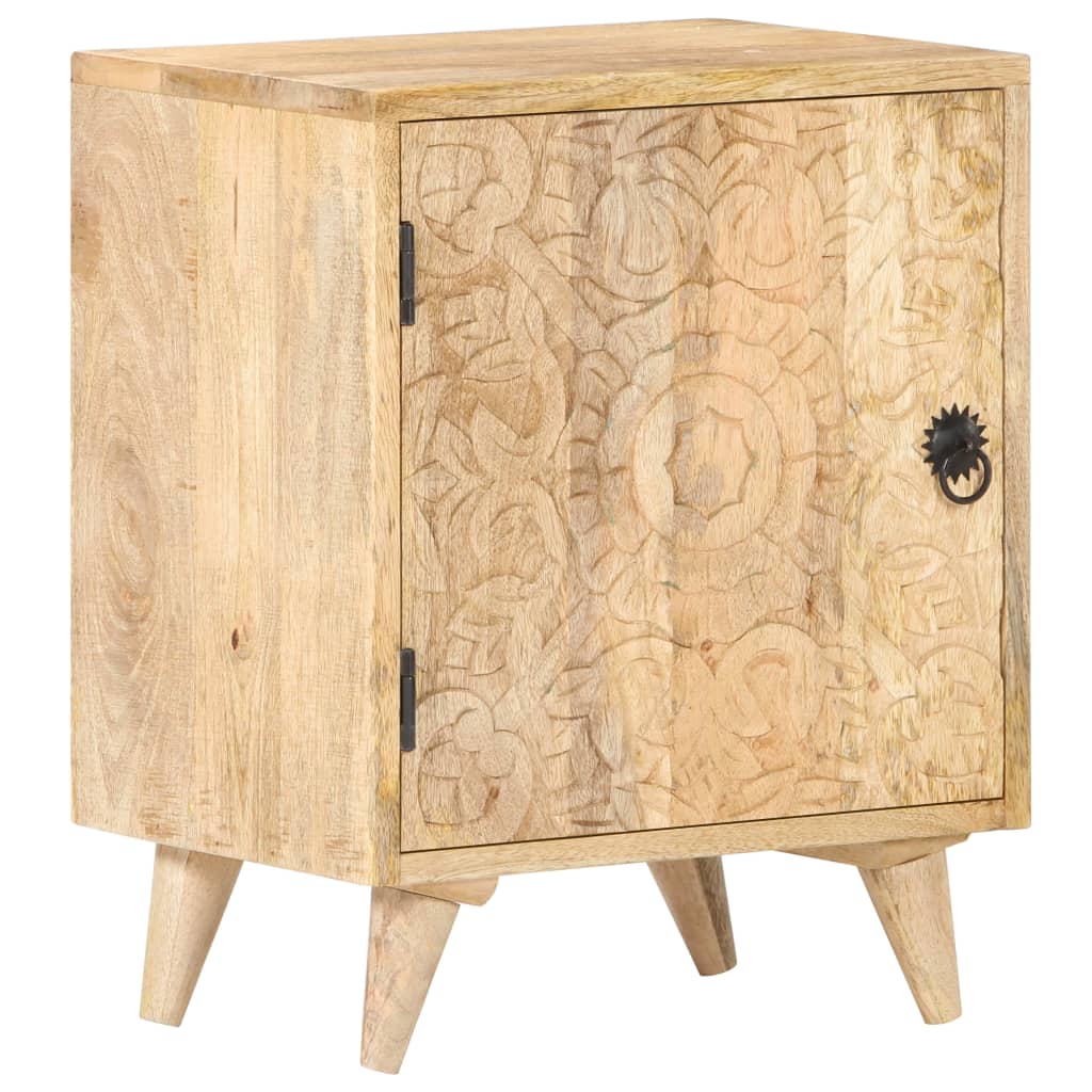 vidaXL Mesita de noche tallada de madera maciza de mango 40x30x50 cm