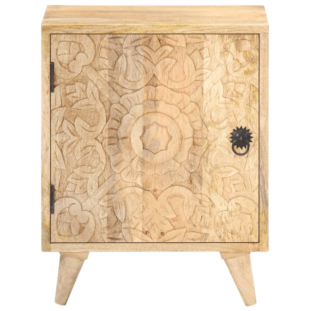 vidaXL Mesita de noche tallada de madera maciza de mango 40x30x50 cm