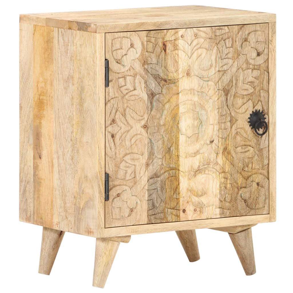 vidaXL Mesita de noche tallada de madera maciza de mango 40x30x50 cm