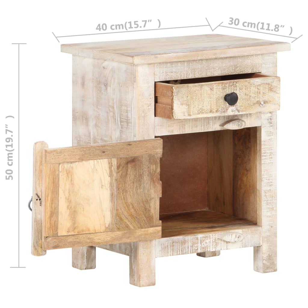 vidaXL Mesita de noche de madera de acacia rugosa 40x30x50 cm