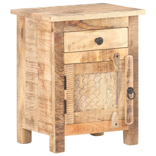 vidaXL Mesita de noche de madera de mango rugosa 40x30x50 cm