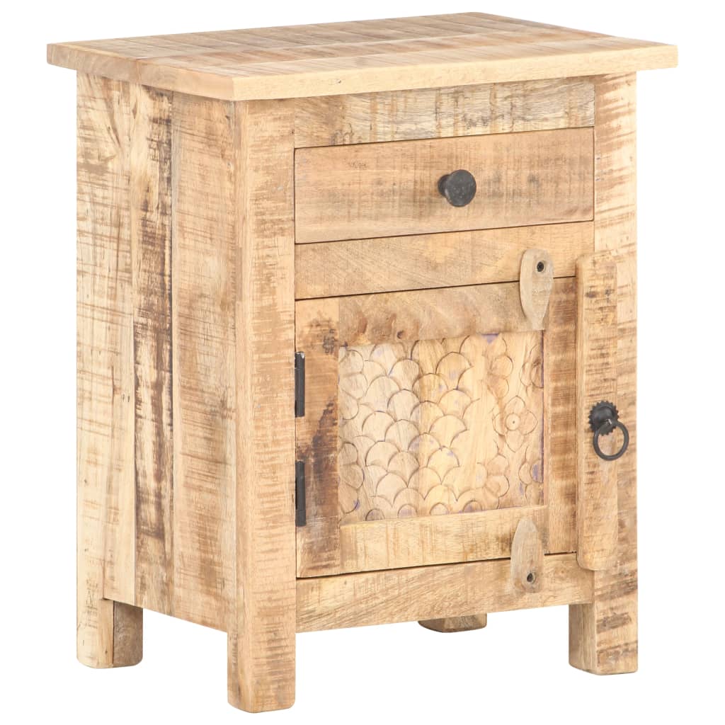 vidaXL Mesita de noche de madera de mango rugosa 40x30x50 cm