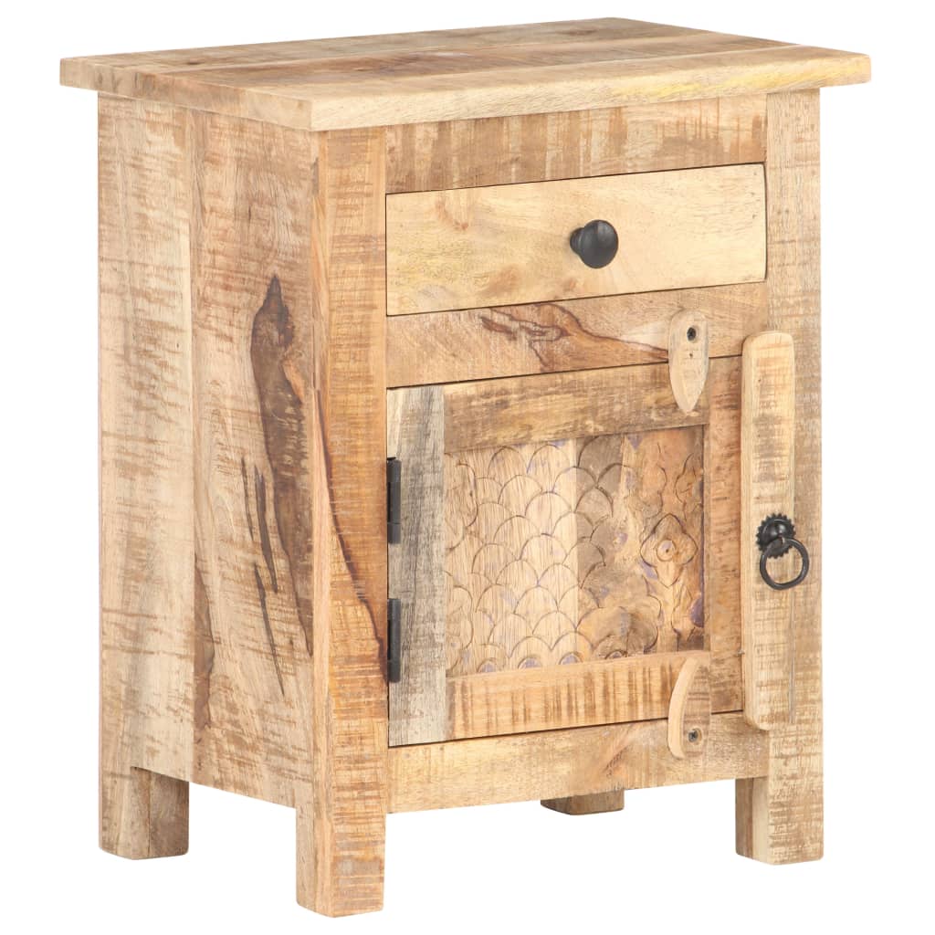 vidaXL Mesita de noche de madera de mango rugosa 40x30x50 cm