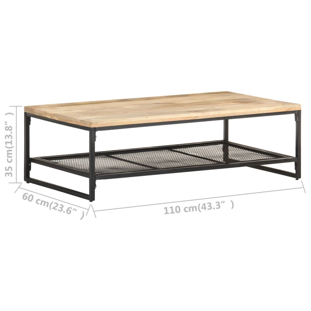 vidaXL Mesa de centro de madera maciza de mango 110x60x35 cm