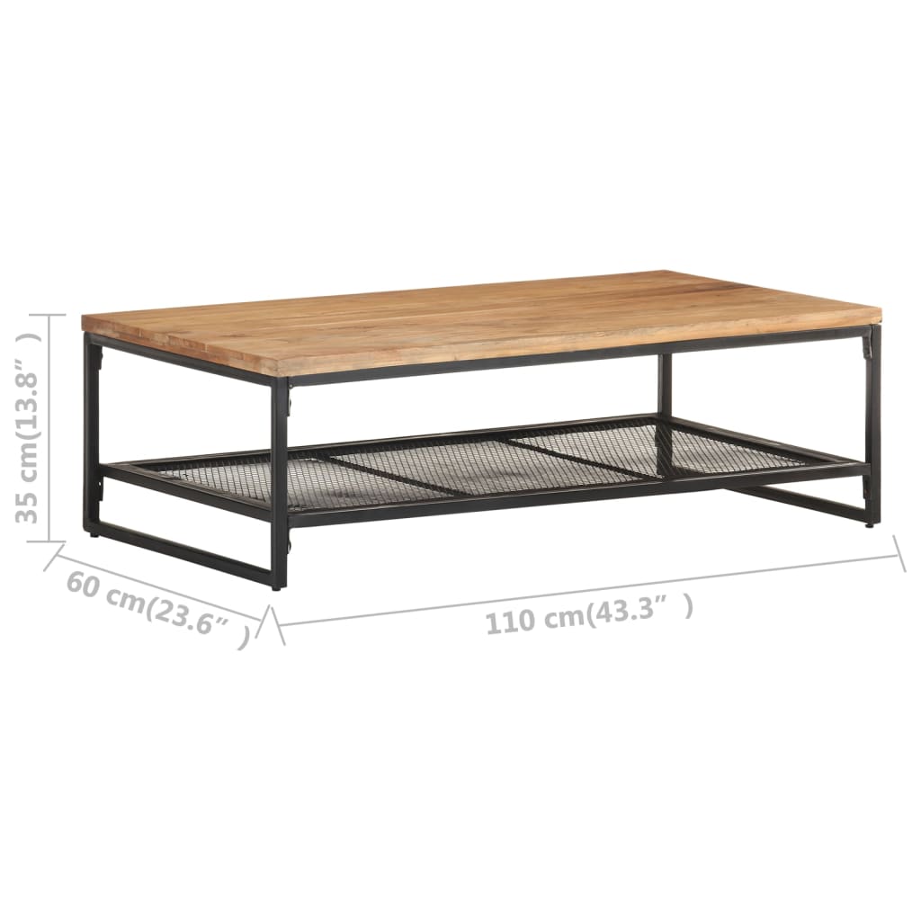 vidaXL Mesa de centro de madera maciza de acacia 110x60x35 cm