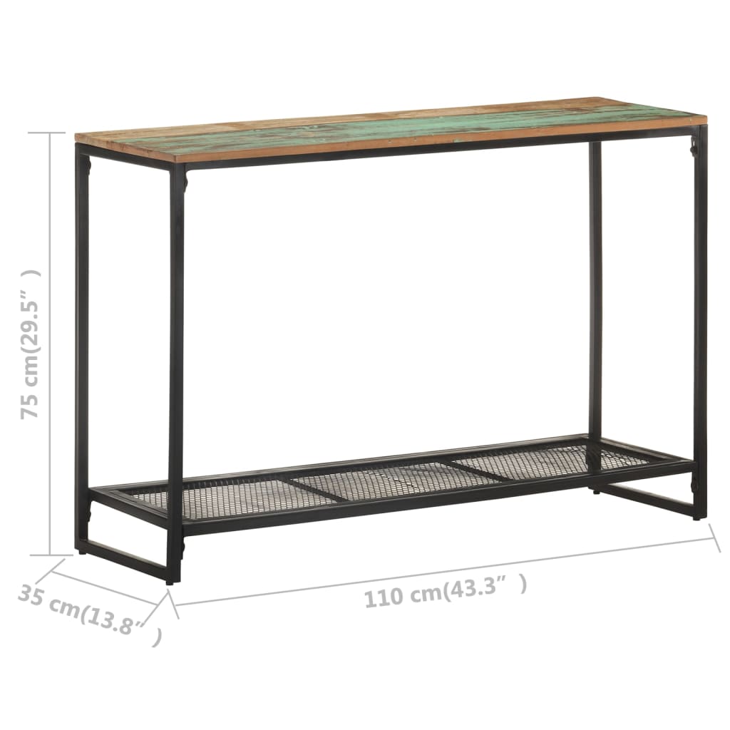 vidaXL Mesa consola de madera maciza reciclada 110x35x75 cm