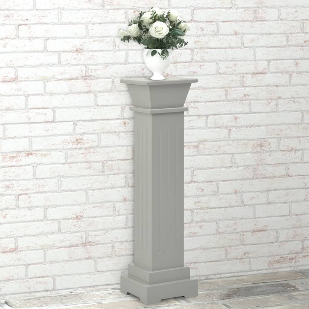 vidaXL Soporte plantas pilar cuadrado clásico gris 17x17x66 cm MDF