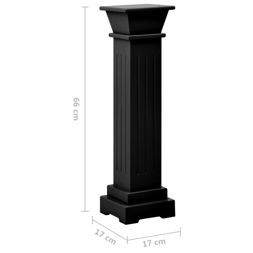 vidaXL Soporte plantas pilar cuadrado clásico negro 17x17x66 cm MDF