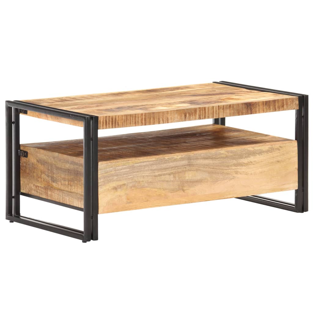 vidaXL Mesa de centro de madera de mango rugosa 100x55x45 cm