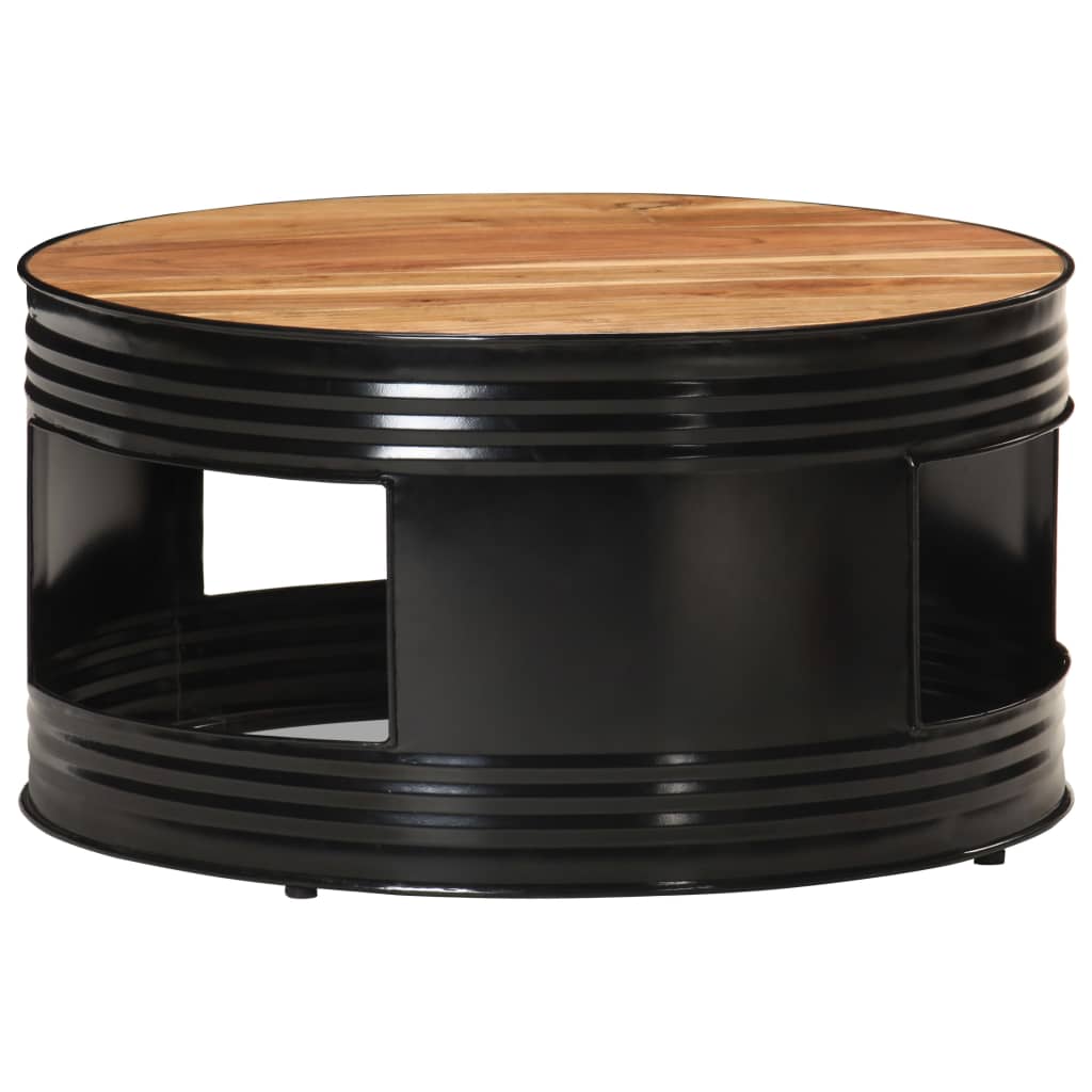 vidaXL Mesa de centro de madera maciza de acacia negro 68x68x36 cm