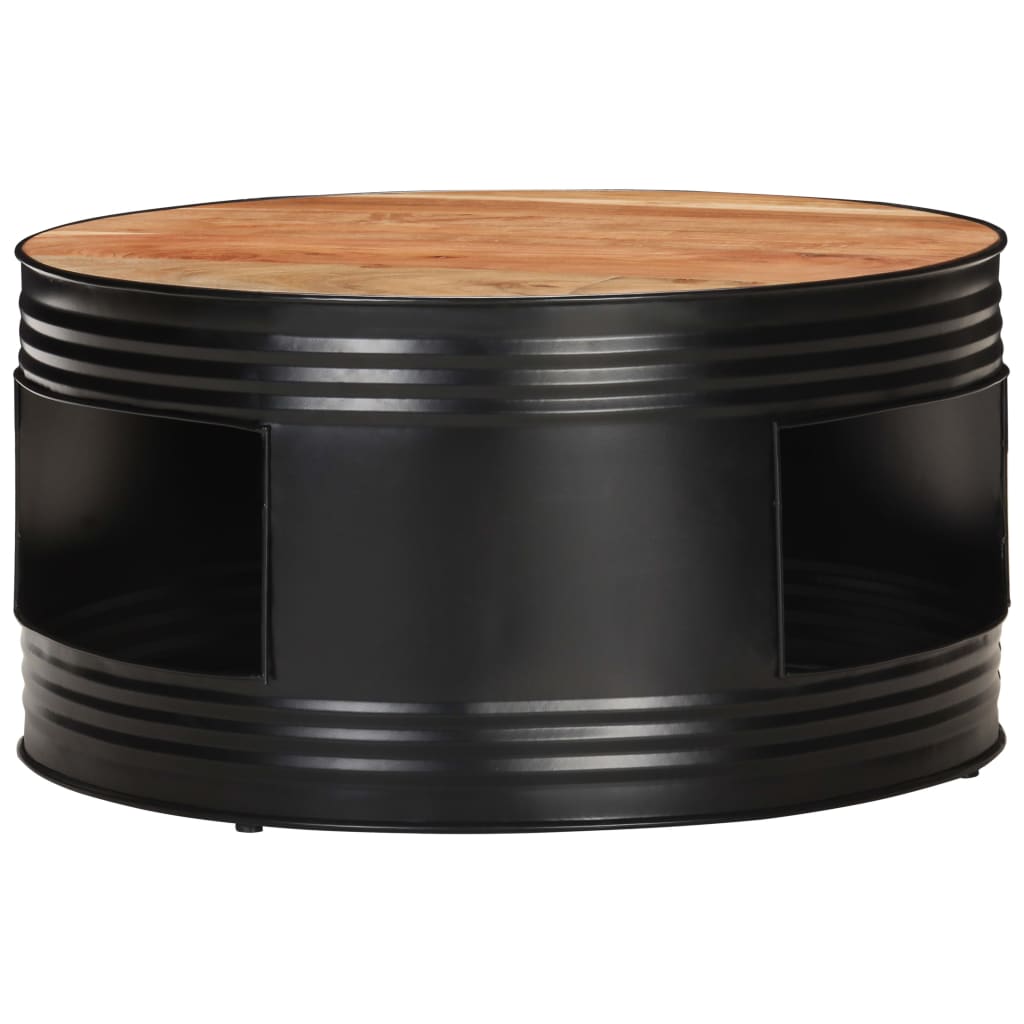 vidaXL Mesa de centro de madera maciza de acacia negro 68x68x36 cm