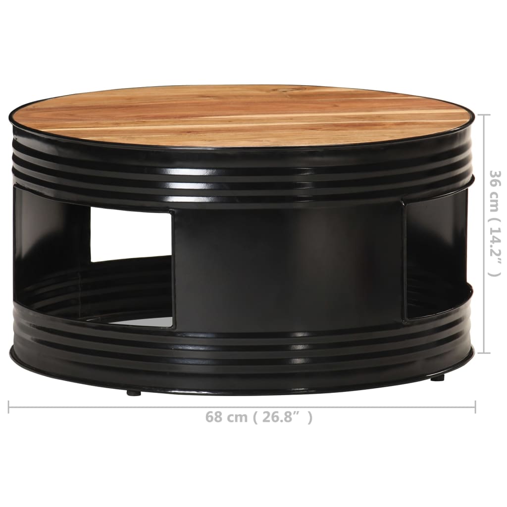 vidaXL Mesa de centro de madera maciza de acacia negro 68x68x36 cm