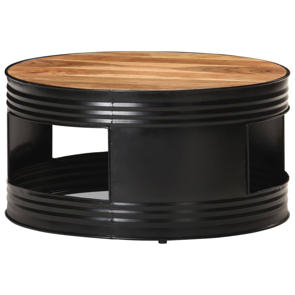 vidaXL Mesa de centro de madera maciza de acacia negro 68x68x36 cm