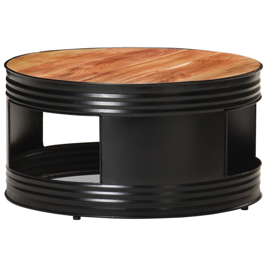 vidaXL Mesa de centro de madera maciza de acacia negro 68x68x36 cm