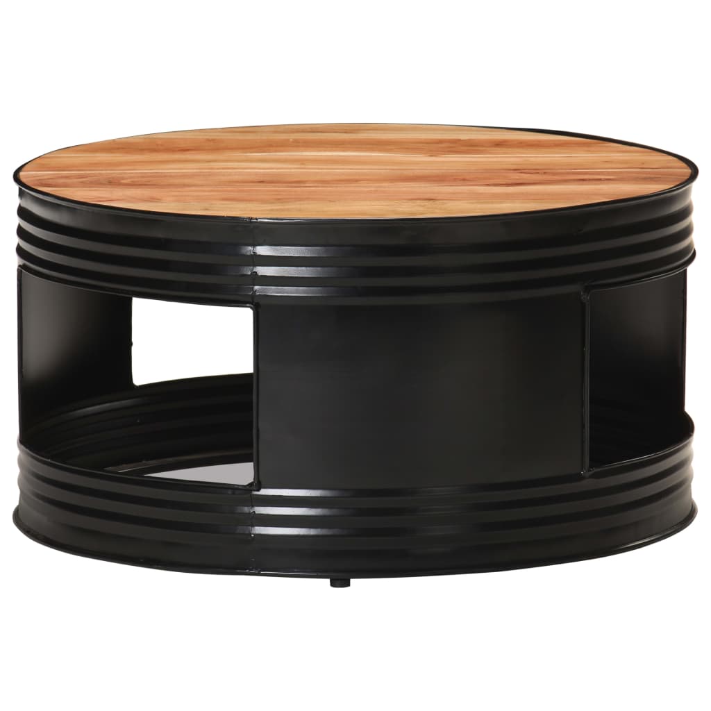 vidaXL Mesa de centro de madera maciza de acacia negro 68x68x36 cm