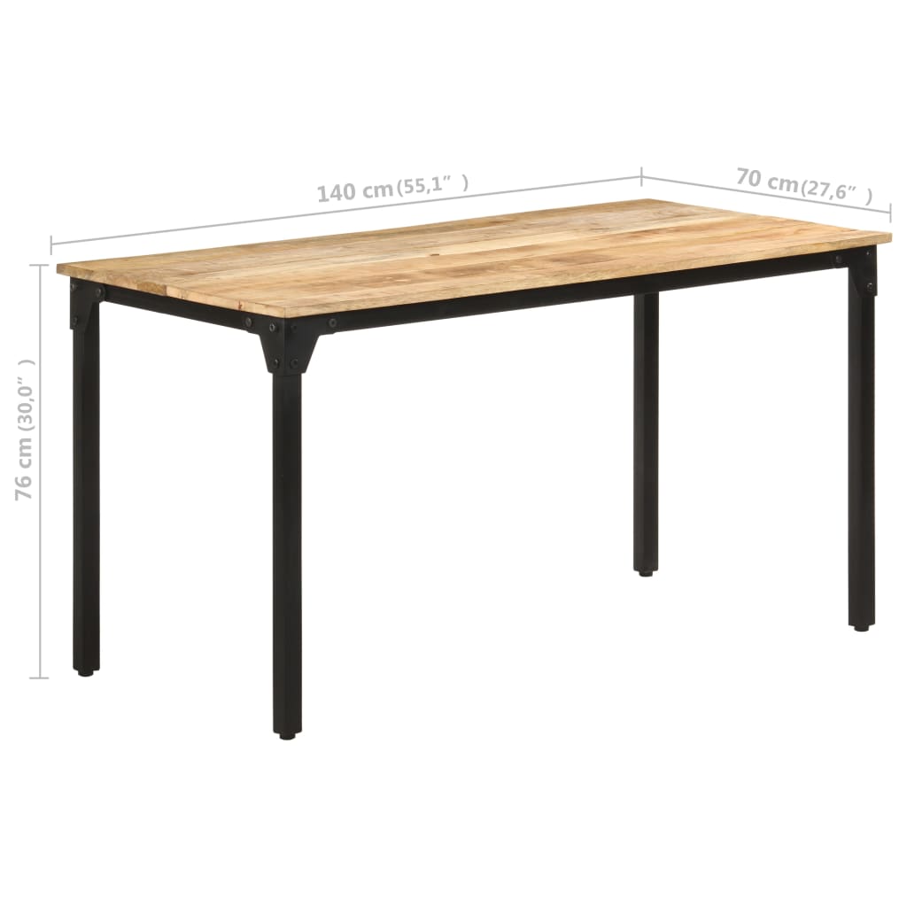 vidaXL Mesa de comedor madera de mango rugosa 140x70x76 cm