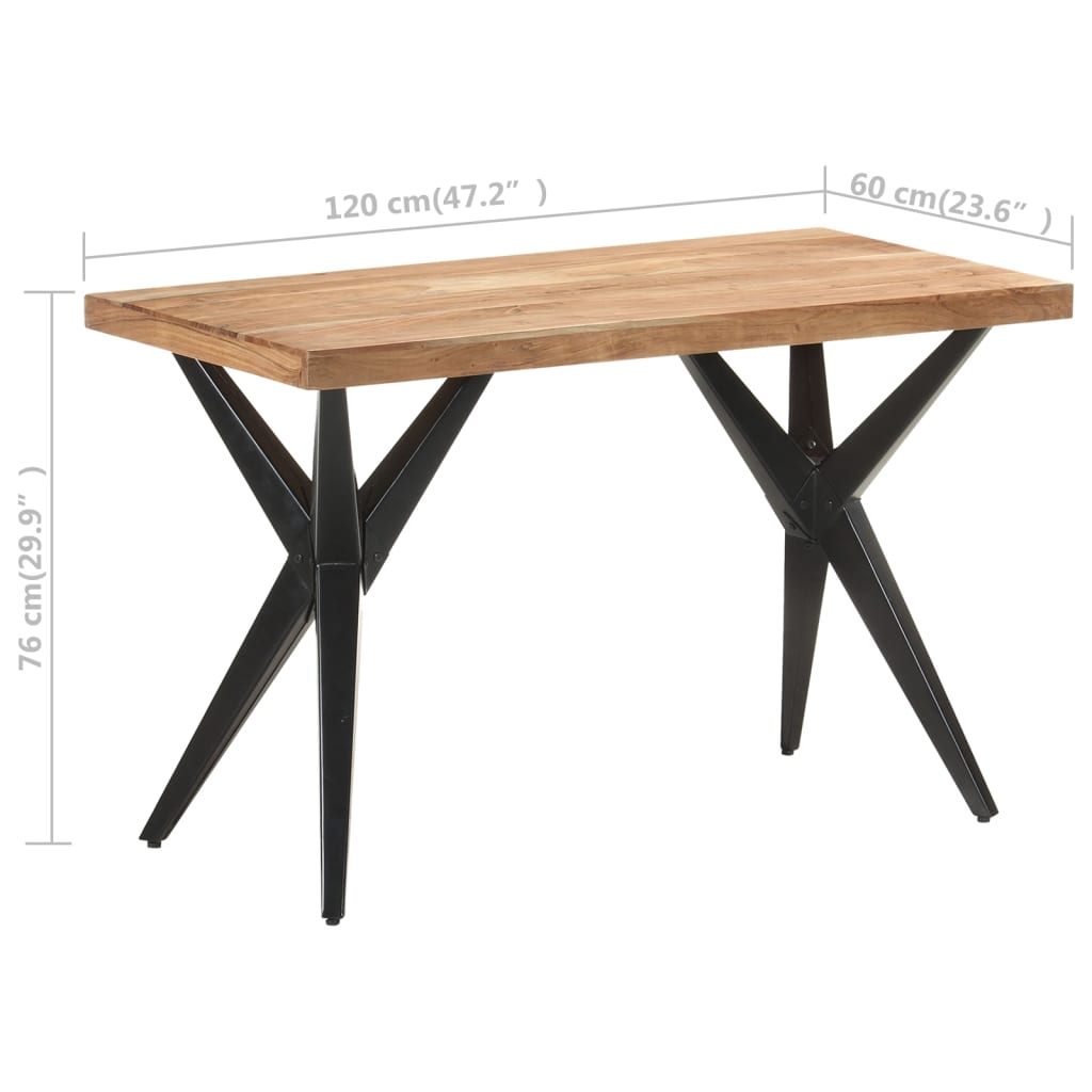 vidaXL Mesa de comedor de madera maciza de acacia 120x60x76 cm